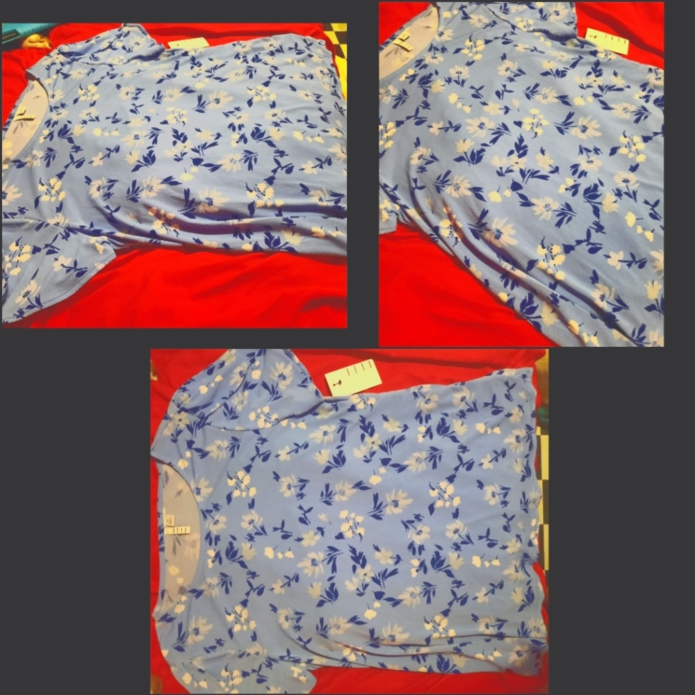 Floral Women's Top - Crepe Knit Tee - MEDIUM
